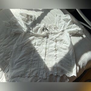 Anthropologie Cream Eyelet Lace Top